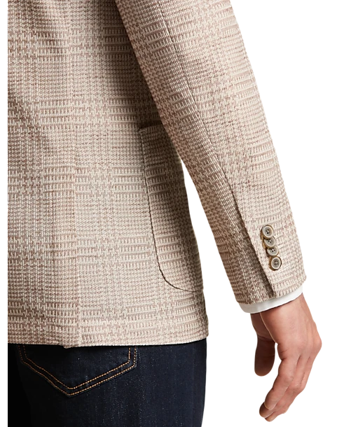 Joseph Abboud Slim Fit Notch Lapel Knit Sport Coat Tan Plaid 4 Joseph Abboud Slim Fit Notch Lapel Knit Sport Coat Tan Plaid - Image 2