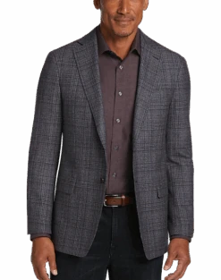 Joseph Abboud Slim Fit Sport Coat, Blue And Plum Plaid