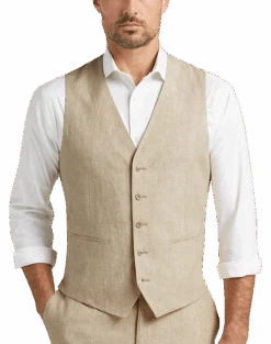 JOE Joseph Abboud Linen Slim Fit Suit Separates Vest, Tan
