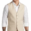 JOE Joseph Abboud Slim Fit Linen Blend Suit Separates Vest, Tan Chambray