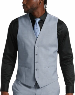 JOE Joseph Abboud Slim Fit Suit Separates Vest Light Blue Sharkskin