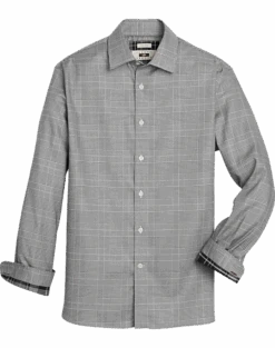 Joseph Abboud Modern Fit Sport Shirt, Black & White Glen Plaid
