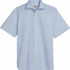 Joseph Abboud Modern Fit Spread Collar Sport Shirt, Light Blue Mini Floral
