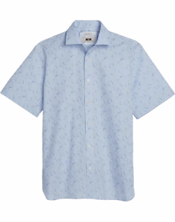 Joseph Abboud Modern Fit Spread Collar Sport Shirt, Light Blue Mini Floral