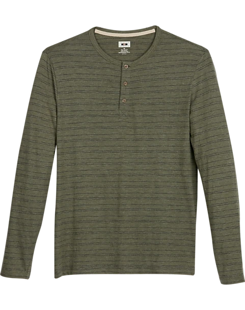 Joseph Abboud Modern Fit Henley, Olive Stripe 3 Joseph Abboud Modern Fit Henley, Olive Stripe