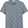 Joseph Abboud Modern Fit Short Sleeve Polo Shirt, Gray & Blue Floral