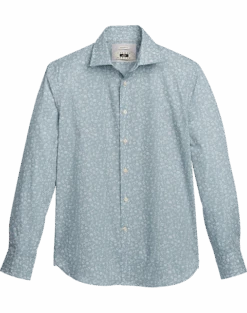Joseph Abboud Modern Fit Sport Shirt, Teal Fossil Leaf