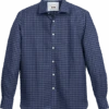 Joseph Abboud Modern Fit Linen Blend Shirt, Navy Gingham 1 Joseph Abboud Modern Fit Linen Blend Shirt, Navy Gingham -Joseph Abboud Store MW40 6MTY 01 JOSEPH ABBOUD NAVY MAIN