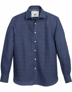 Joseph Abboud Modern Fit Linen Blend Shirt, Navy Gingham