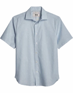 Joseph Abboud Modern Fit Short Sleeve Sport Shirt, Light Blue Leaf