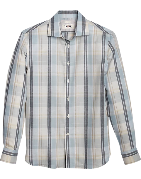 Joseph Abboud Modern Fit Sport Shirt Light Blue Madras Plaid 2 Joseph Abboud Modern Fit Sport Shirt Light Blue Madras Plaid