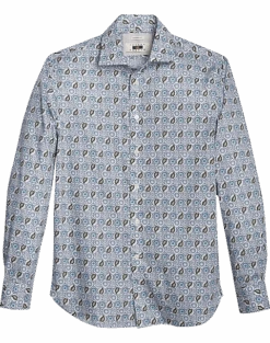 Joseph Abboud Modern Fit Sport Shirt, Blue Paisley Mosaic