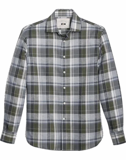Joseph Abboud Modern Fit Sport Shirt Olive Madras Plaid