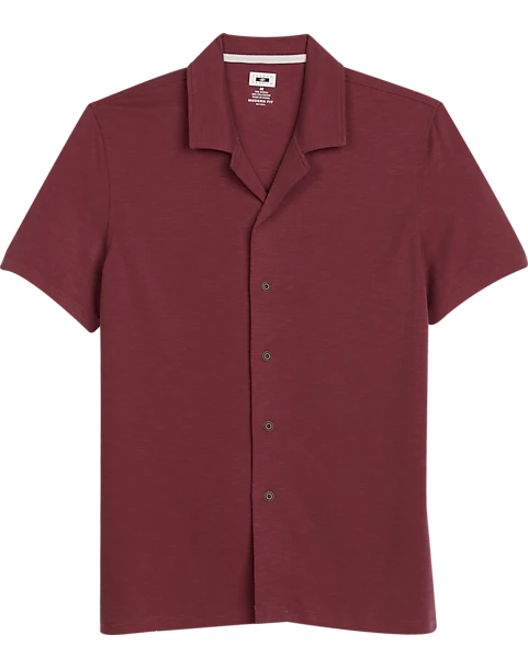 Joseph Abboud Modern Fit Short Sleeve Camp Shirt, Brick Red 3 Joseph Abboud Modern Fit Short Sleeve Camp Shirt, Brick Red