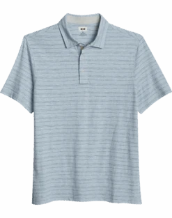 Joseph Abboud Modern Fit Short Sleeve Polo Shirt, Light Blue Stripe
