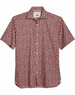 Joseph Abboud Modern Fit Sport Shirt, Burgundy Foliage