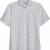 Joseph Abboud Modern Fit Short Sleeve Linen-Blend Sport Shirt, White -Joseph Abboud Store MW40 6N3Z 10 JOSEPH ABBOUD WHITE MAIN