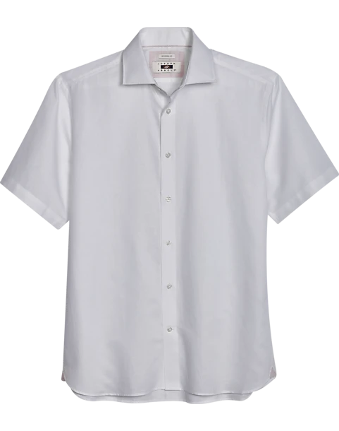 Joseph Abboud Modern Fit Short Sleeve Linen-Blend Sport Shirt, White 3 Joseph Abboud Modern Fit Short Sleeve Linen-Blend Sport Shirt, White