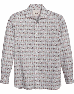 Joseph Abboud Modern Fit Sport Shirt, Burgundy Paisley Tile