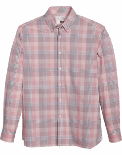 Joseph Abboud Modern Fit Sport Shirt, Burgundy Plaid