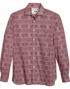 Joseph Abboud Modern Fit Sport Shirt, Burgundy Brocade