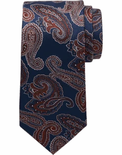 Joseph Abboud Narrow Tie, Navy & Rust Paisley