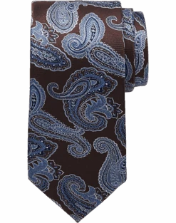 Joseph Abboud Narrow Tie, Brown & Blue Paisley