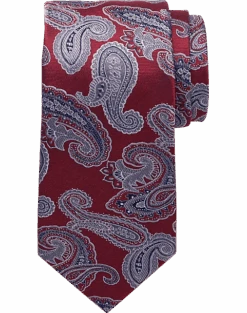 Joseph Abboud Narrow Tie, Burgundy & Gray Paisley