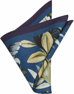 Joseph Abboud Pocket Square, Navy Botanical