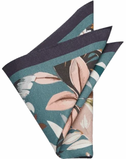 Joseph Abboud Pocket Square, Green & Black Botanical