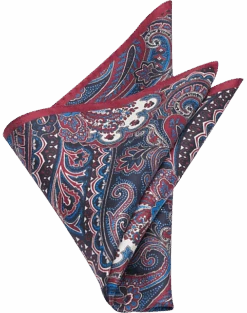Joseph Abboud Pocket Square, Burgundy Paisley