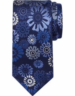 Joseph Abboud Narrow Silk Tie, Navy Mod Floral