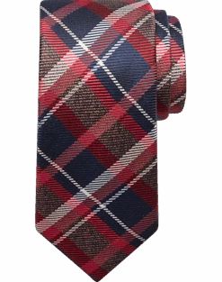 Joseph Abboud Narrow Tie, Navy & Red Plaid