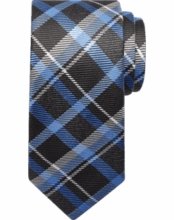 Joseph Abboud Narrow Tie, Blue & Black Plaid