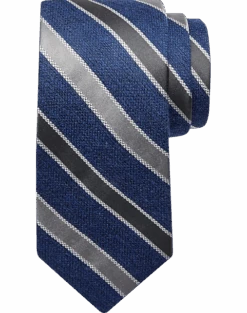 Joseph Abboud Narrow Tie, Navy & Gray Stripe