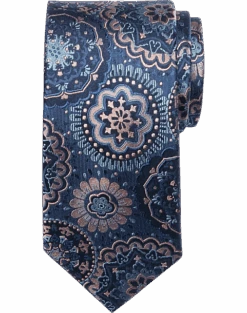 Joseph Abboud Narrow Tie, Navy Medallion