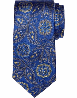 Joseph Abboud Narrow Silk Tie, Teal Paisley Medallion