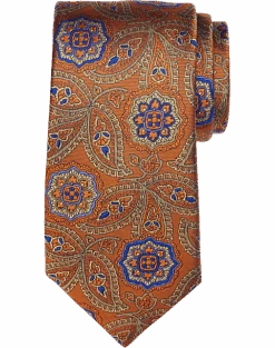 Joseph Abboud Narrow Silk Tie, Rust Paisley Medallion