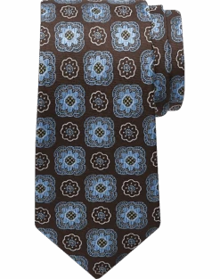 Joseph Abboud Narrow Tie, Brown Medallion