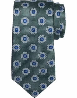 Joseph Abboud Narrow Silk Tie, Olive Medallion
