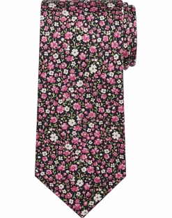Joseph Abboud Narrow Tie, Navy & Pink Floral