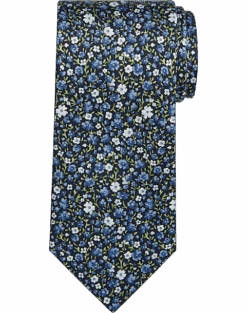 Joseph Abboud Narrow Tie, Navy & Blue Floral