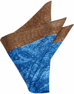 Joseph Abboud Linen Pocket Square, Brown & Blue Tie Dye Paisley