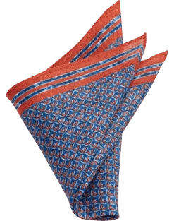 Joseph Abboud Linen Pocket Square, Rust & Blue