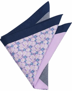 Joseph Abboud Pocket Square, Navy & Purple Multi Pattern