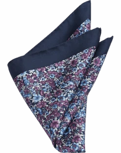 Joseph Abboud Pocket Square, Navy & Purple Floral