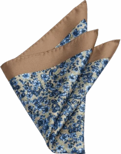 Joseph Abboud Pocket Square, Taupe & Blue Floral