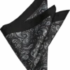 Joseph Abboud Silk Pocket Square, Black Paisley