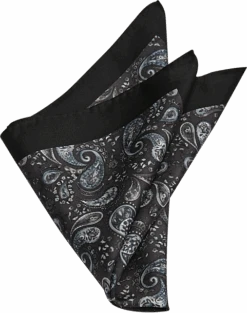 Joseph Abboud Silk Pocket Square, Black Paisley