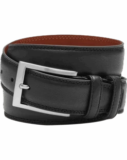 Joseph Abboud Double Loop Leather Belt, Black